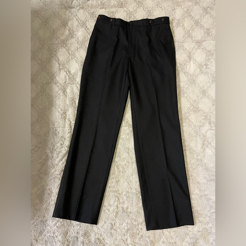 Ralph Lauren Men's Black Classic-Fit Wool Trousers Pants 35W 34L‌‌ - Picture 3 of 13